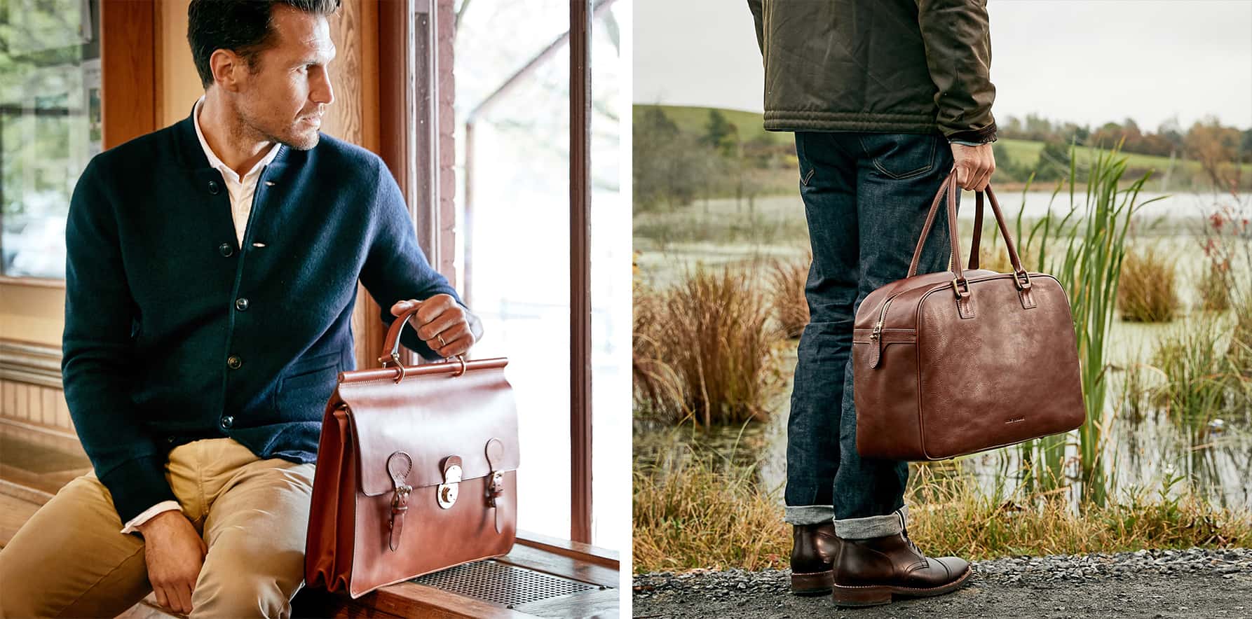Kit De Toilette Homme Dooney & Bourke Florentine - Cuir Marron - Neuf